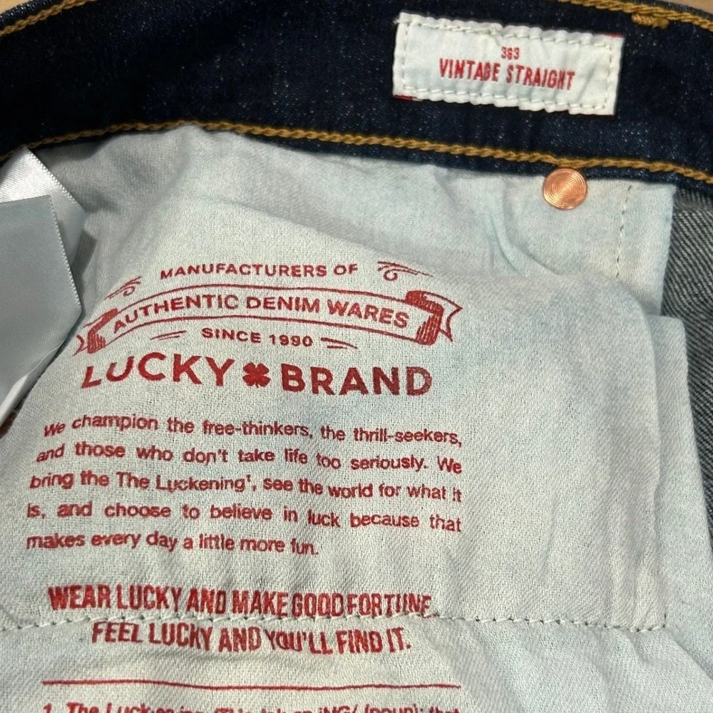 Lucky Brand Blue Dark Wash 363 Vintage Straight Stretch Jeans Mens 34x34 NWT